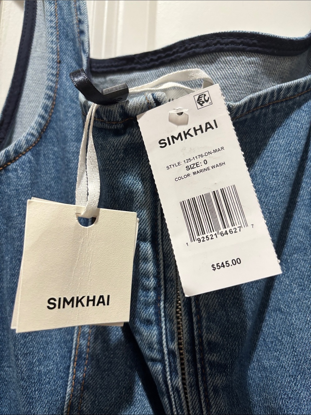 Denim Zip-Front Women’s Jeans Overall Dress in Blue. - Picture 3 of 7